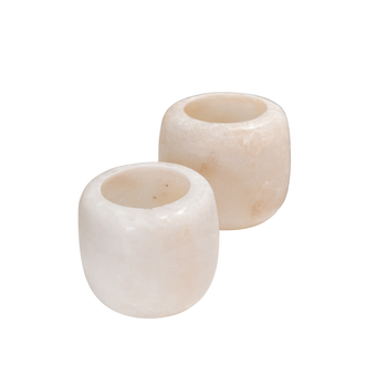 Alabaster waxinelichthouder round · white