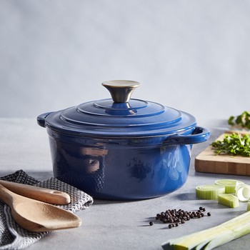 FOUNDRY 20CM CAST IRON CASSEROLE - LIMOGES BLUES