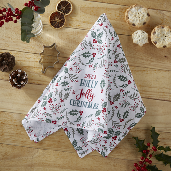 "HOLLY JOLLY" CHRISTMAS TEA TOWEL AND CUTTER SET