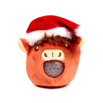 Puckator - Queasy Squeezies Christmas Hat Highland Coo Cow Plush Squeezy Toy - XTY1041