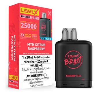 Level X Flavour Beast G2 Boost 25k Pod - Mtn Citrus Raspberry Iced