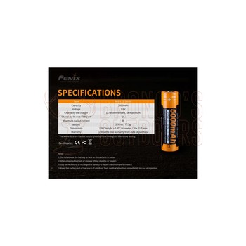 Fenix 21700 5000mAh Type-C USB Rechargeable