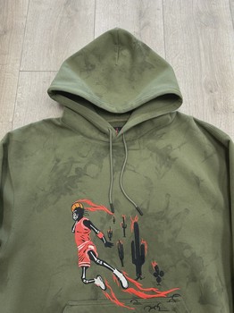Travis Scott Jordan Washed Suede Hoodie Olive • Pre-Owned [6657] - view 5
