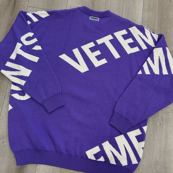 Vetements Giant Logo Knitted Sweater 'Ultraviolet/White' • Pre-Owned [8777] - view 3