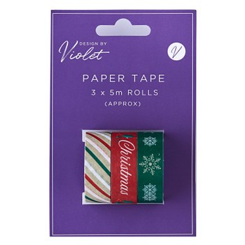 Violet Christmas Paper Tape 3 × 5m Rolls