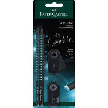 Faber-Castell Sparkle Set - Pencil, Eraser & Sharpener (D)