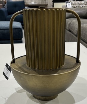 Antique Brass Vase w/Handles / Large
