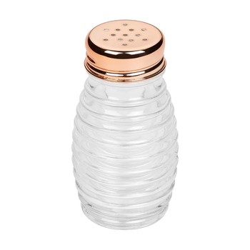 GLASS SALT/PEPPER SHAKER - ROSE GOLD LID