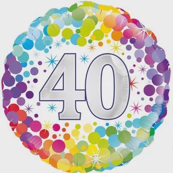 Oaktree - 18" 40th Colourful Confetti Birthday Balloon - 226966