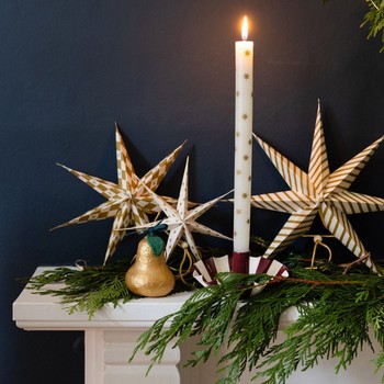 GOLD STARS DINNER CANDLE 28CM