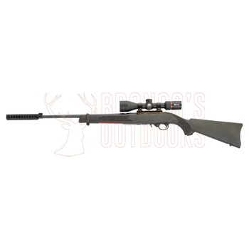 Ruger 10/22 Blued Synthetic .22 LR + Burris Fullfield Riflescope 3-12x42mm Plex KSB MY25 + Stealth Alloy Weaver Scope Rings 1" Medium + Suppressor