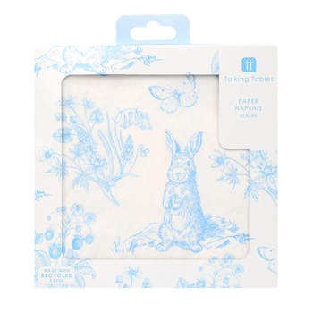 PLAYFUL PIERRE BLUE/WHITE PAPER NAPKINS - PACK OF 20