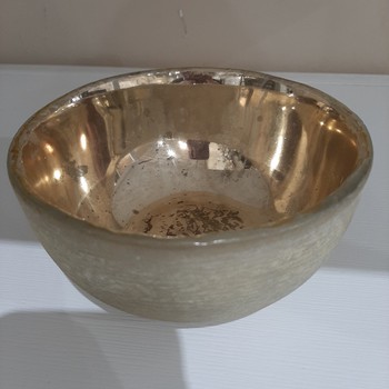 Silveer Frosted Glass Bowl Blue/Gold Inside small