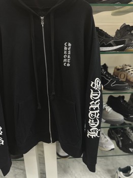 Chrome Hearts Vertical Logo Zip Up Hoodie Black/White • Pre-Owned [9869] - view 4