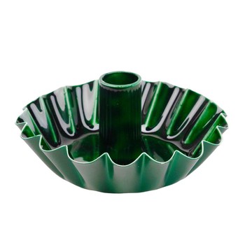 DARK GREEN ENAMEL METAL CANDLE HOLDER