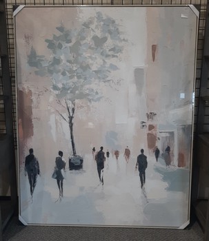 55" x 70" Hand Painted Canvas City Walk