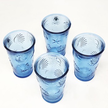 BEYOND THE SEA BLUE GLASS TUMBLER  - 300ML