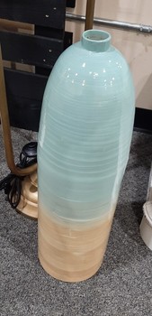 Blue and natural large bamboo vase
