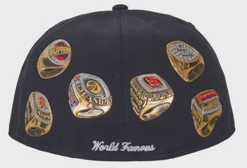 Supreme Rings Box Logo New Era 59Fifty Fitted Hat Navy • Brand New [3339] - view 4