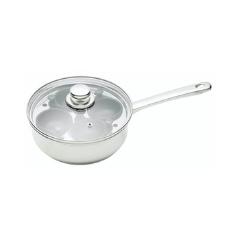 EGG POACHING PAN WITH GLASS LID - 4 HOLE