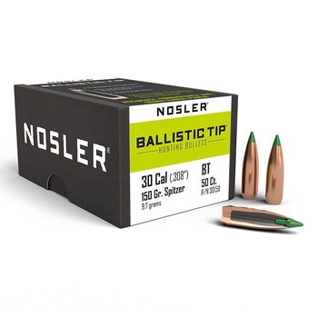 Nosler Ballistic Tip Hunting .30 Cal .308" 150gr Projectiles x50