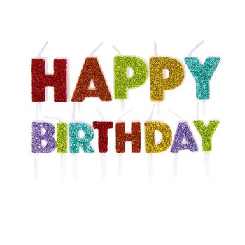 HAPPY BIRTHDAY RAINBOW GLITTER CANDLES