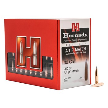 Hornady A-Tip Match Projectiles .30 Cal .308" 250gr 100 Count