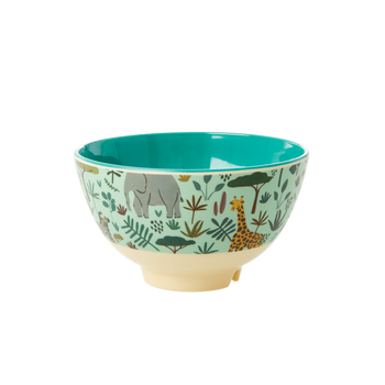 RICE KIDS SMALL BOWL - GREEN JUNGLE PRINT