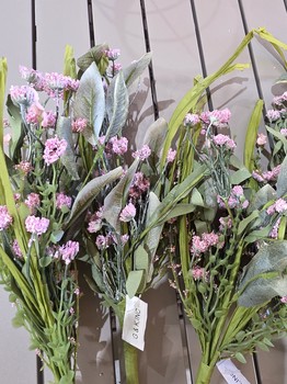Mini Pink Bead Paper Flower Stem