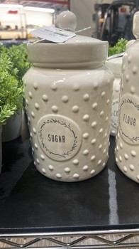 cottage core ceramic canister sugar large