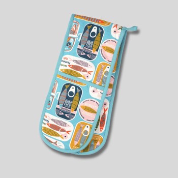 BLUE  SARDINES DOUBLE OVEN GLOVE