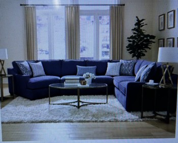 Dakota Navy Left Side Facing 3pc Cuddler Sectional