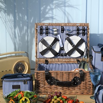 THREE RIVERS WICKER PICNIC HAMPER - 4 PERSON
