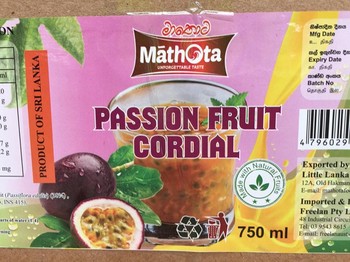 Mathota Passionfruit Cordial 750ml