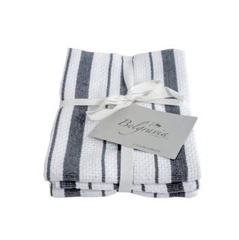 BELGRAVIA BASKETWEAVE GREY TEA TOWELS - SET OF 2