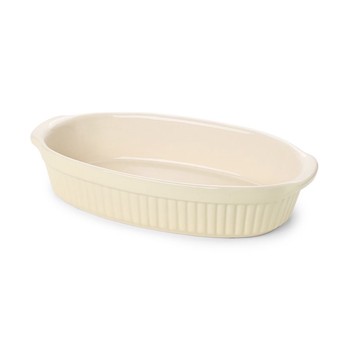 CLASSIC GLAZED OVAL ROASTING DISH - CREAM