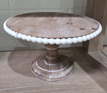 Transpac Wood Stand W/ Beaded Accent