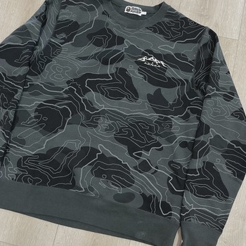 SS23 BAPE Layered Line Camo Crewneck Black • Pre-Owned [1690] - view 2