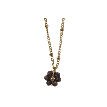 Facet Flower Necklace Brown