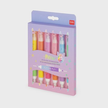 Legami - 6 Dual-Tip Highlighters - Meow - Kitty -MHL0002