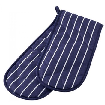 BUTCHER STRIPE DOUBLE OVEN GLOVE - NAVY COTTON