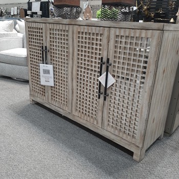 Coast to Coast Hollow 58"W Transitional Credenza With 4 Doors, Beige