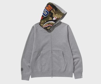 BAPE 1st Shark Full Zip Hoodie Gray • Brand New [2489] - view 2