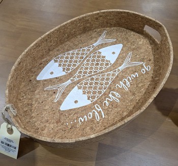 Small Nautical Oval Cork Wrapped Metal Tray