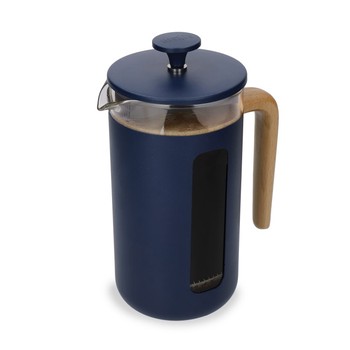 LA CAFETIERE PISA 8 CUP CAFETIERE WITH WOODEN HANDLE - NAVY