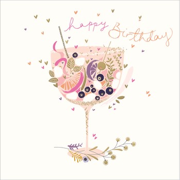 Woodmansterne - Gin Glass Full Of Fruit - Greetings Card