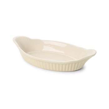 CLASSIC GLAZED OVAL GRATIN DISH - CREAM