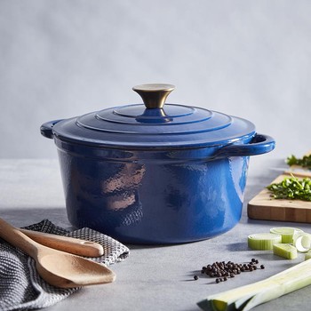 FOUNDRY 24CM CAST IRON CASSEROLE - LIMOGES BLUES