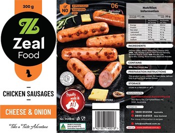 Zeal Chicken Cheese & Onion 300gI