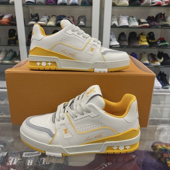 Louis Vuitton LV Trainer White Yellow Script • Pre-Owned [2676] - view 2